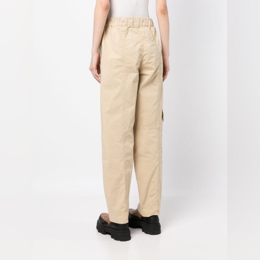 GANNI Womens Straight Leg Organic Cotton Cargo Beige Pull On Trousers L - Picture 7 of 12